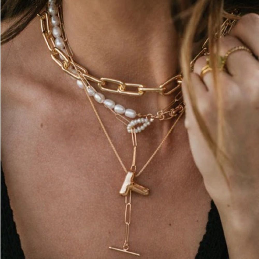 Open link gold‎ chain necklace